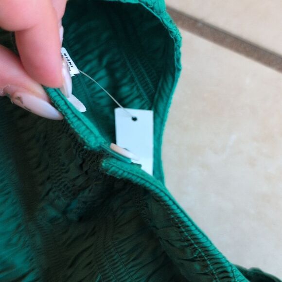 NWT Madewell Dress Melody Bubble-Hem Smocked Midi Poplin Verdant Green Size M - Picture 7 of 16